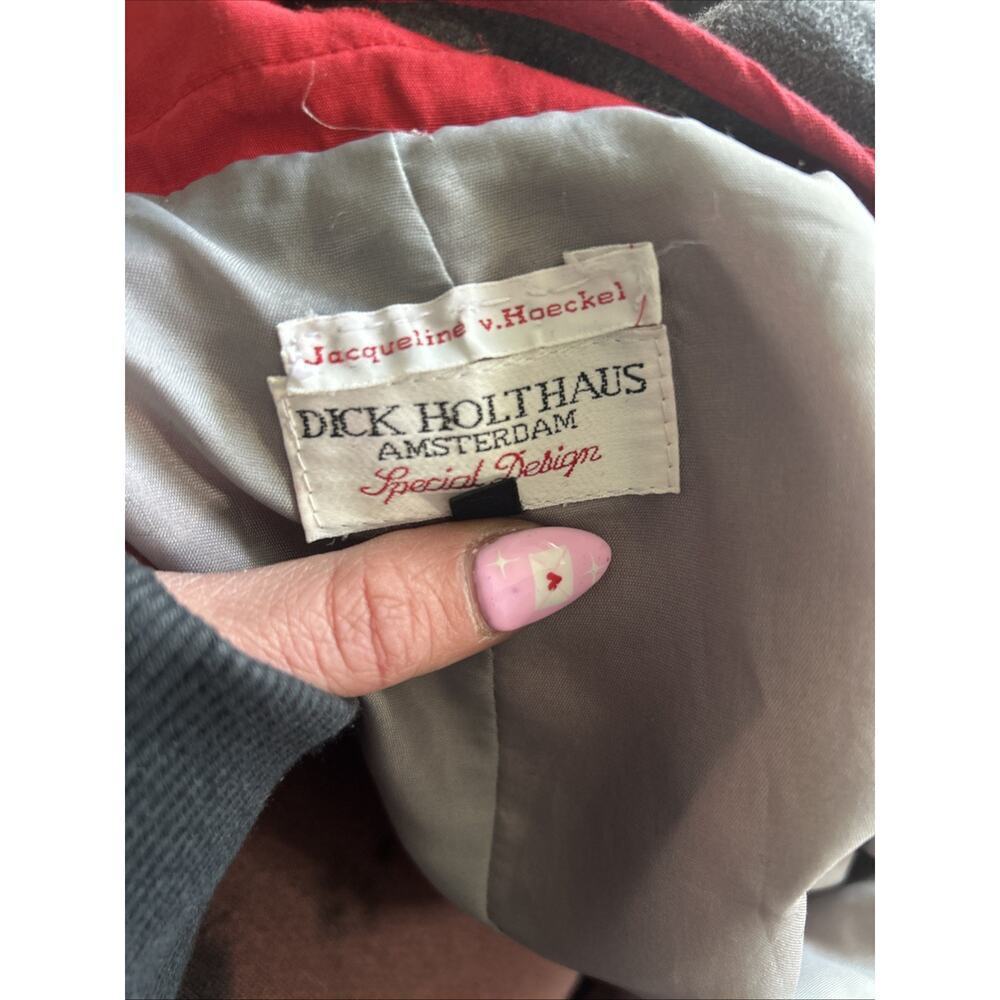 Vintage Dick Holthaus Rare Red Trench Coat Collectible Women’s Sm Gold Tone Wool - Picture 15 of 16